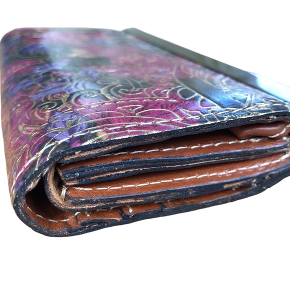 NWOT Patricia NASH Floral Metallic Italian Leather Wallet - Picture 14 of 15